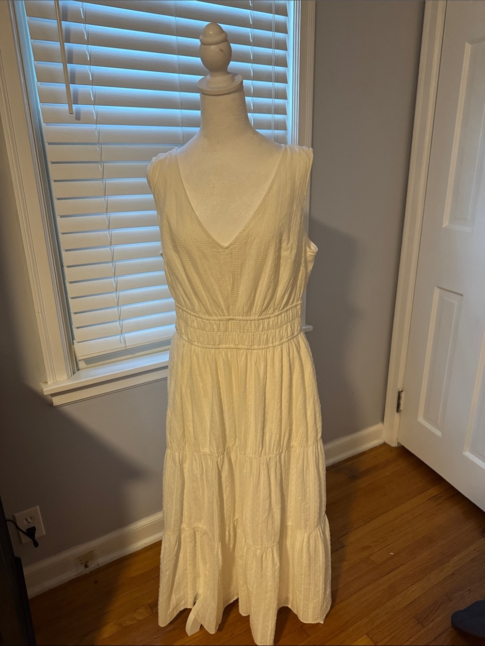 torrid White Sleeveless V-Neck Tiered Maxi Dress